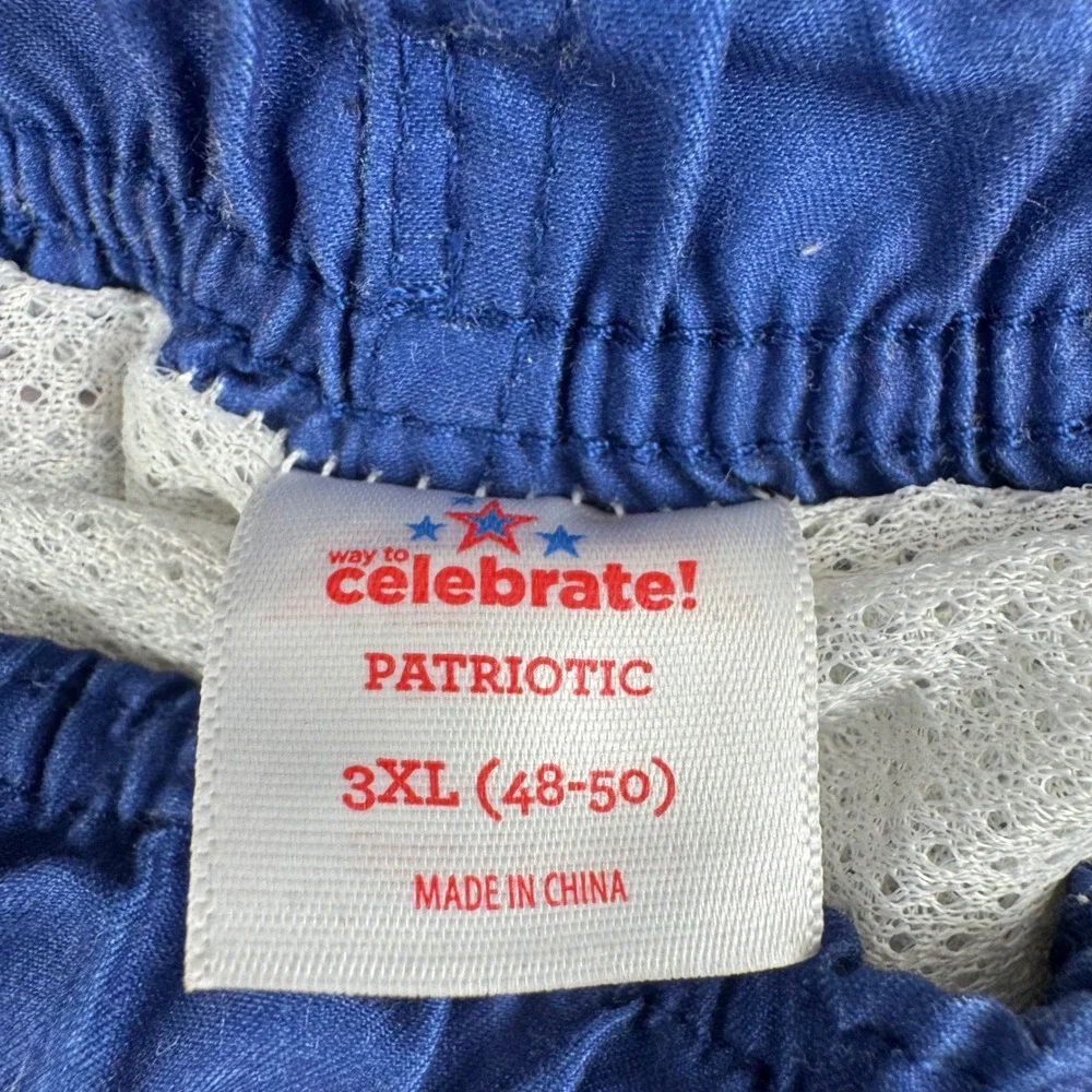 Way to Celebrate Patriotic Mens Swim Trunks 3XL Red White Blue Camo‎ Stars 48-50